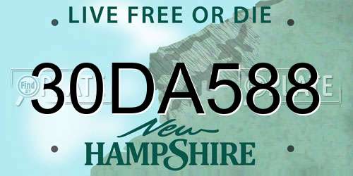 30DA588 New Hampshire License Plate