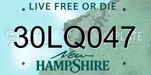 30LQ047 New Hampshire License Plate