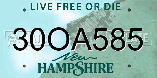 30OA585 New Hampshire License Plate