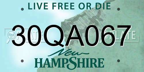 30QA067 New Hampshire License Plate