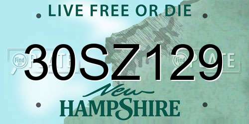 30SZ129 New Hampshire License Plate