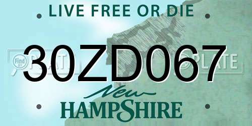 30ZD067 New Hampshire License Plate