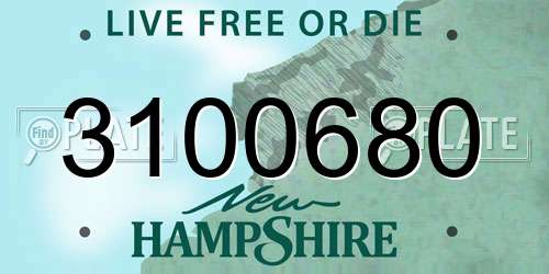 3100680 New Hampshire License Plate