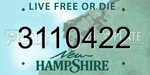 3110422 New Hampshire License Plate