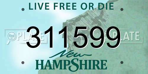 311599 New Hampshire License Plate