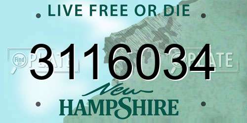 3116034 New Hampshire License Plate