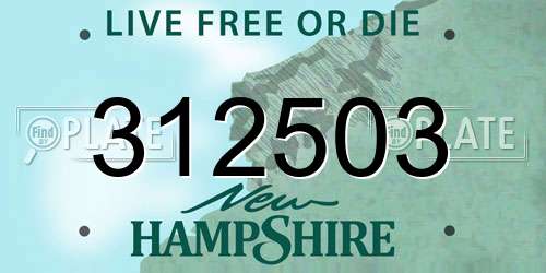 312503 New Hampshire License Plate