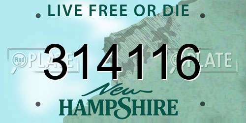 314116 New Hampshire License Plate