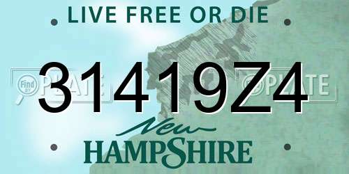 31419Z4 New Hampshire License Plate
