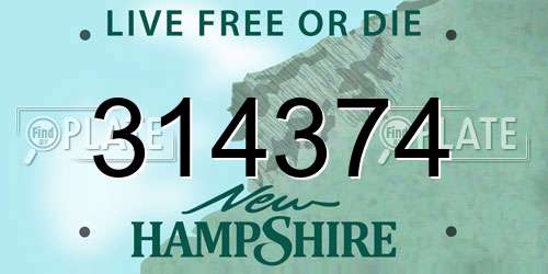 314374 New Hampshire License Plate