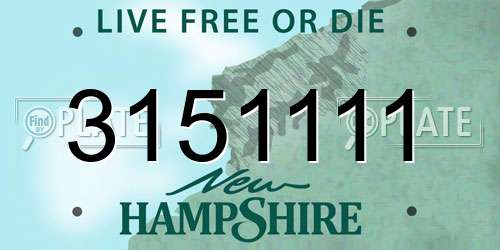 3151111 New Hampshire License Plate