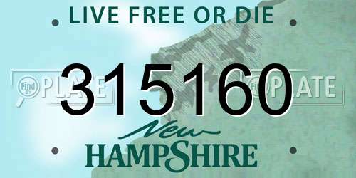 315160 New Hampshire License Plate