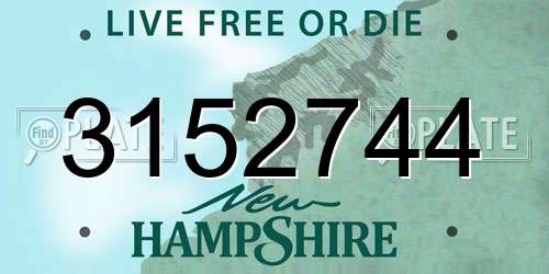 3152744 New Hampshire License Plate