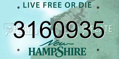3160935 New Hampshire License Plate