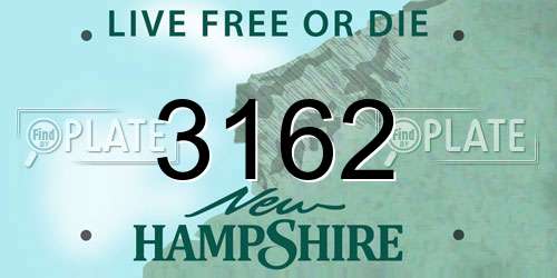 3162 New Hampshire License Plate