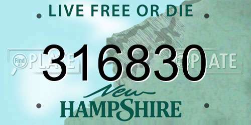 316830 New Hampshire License Plate