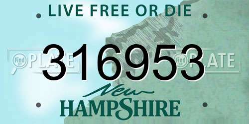 316953 New Hampshire License Plate