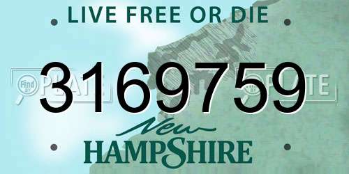 3169759 New Hampshire License Plate