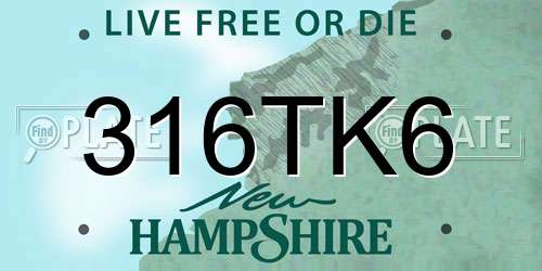 316TK6 New Hampshire License Plate