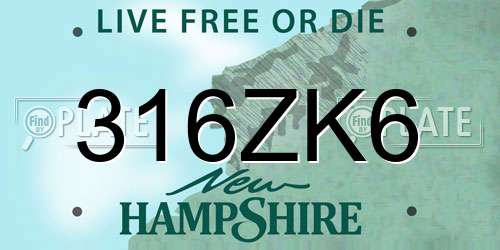 316ZK6 New Hampshire License Plate