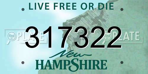 317322 New Hampshire License Plate
