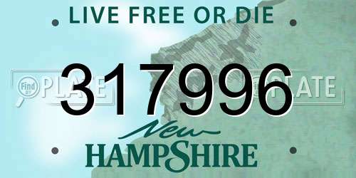 317996 New Hampshire License Plate