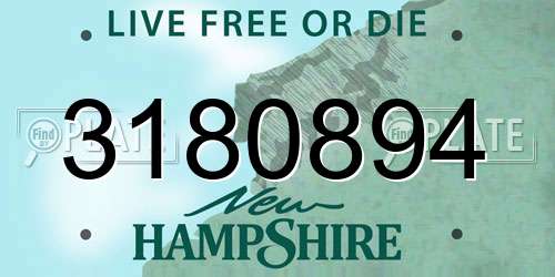 3180894 New Hampshire License Plate