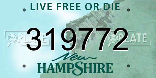 319772 New Hampshire License Plate