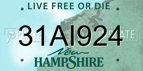 31AI924 New Hampshire License Plate