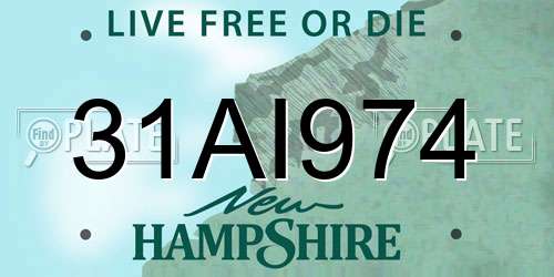 31AI974 New Hampshire License Plate
