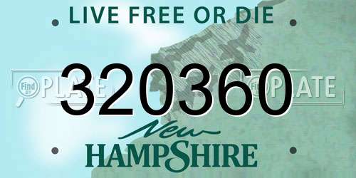 320360 New Hampshire License Plate