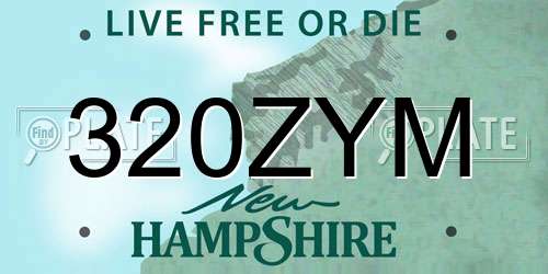 320ZYM New Hampshire License Plate