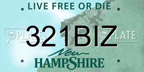 321BIZ New Hampshire License Plate