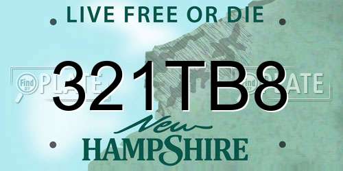 321TB8 New Hampshire License Plate
