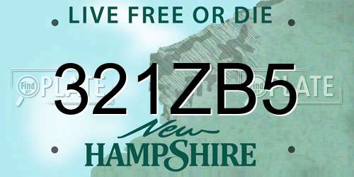 321ZB5 New Hampshire License Plate