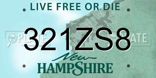 321ZS8 New Hampshire License Plate