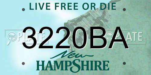 3220BA New Hampshire License Plate