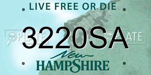 3220SA New Hampshire License Plate