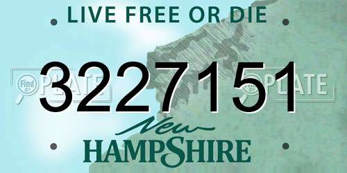 3227151 New Hampshire License Plate