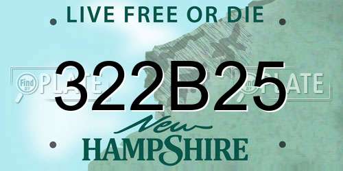 322B25 New Hampshire License Plate
