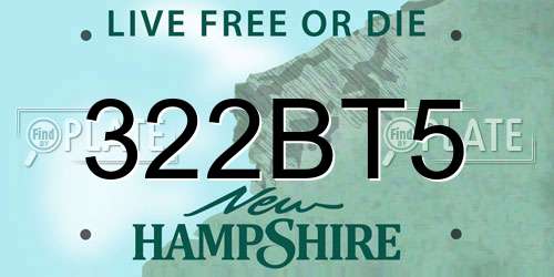 322BT5 New Hampshire License Plate