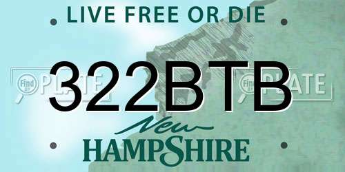 322BTB New Hampshire License Plate