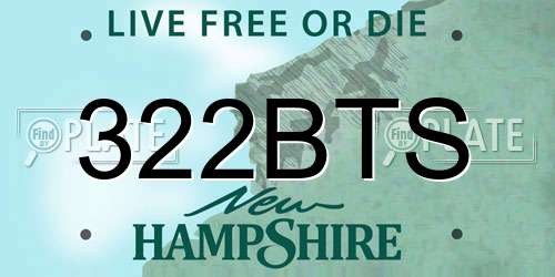 322BTS New Hampshire License Plate