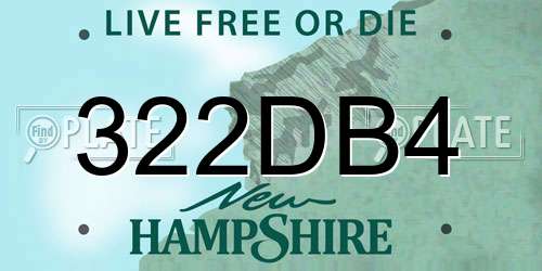 322DB4 New Hampshire License Plate