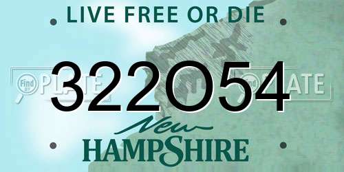 322O54 New Hampshire License Plate