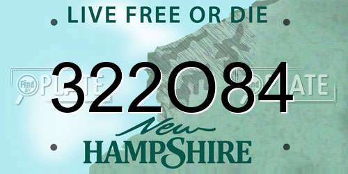 322O84 New Hampshire License Plate