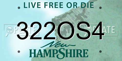 322OS4 New Hampshire License Plate