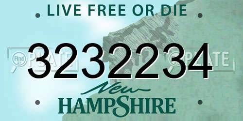 3232234 New Hampshire License Plate