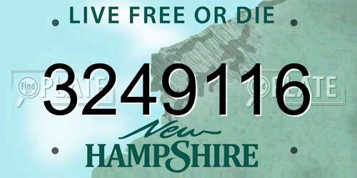 3249116 New Hampshire License Plate