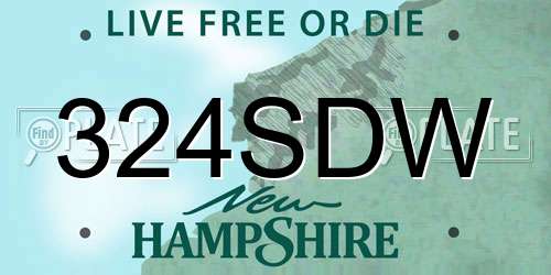 324SDW New Hampshire License Plate